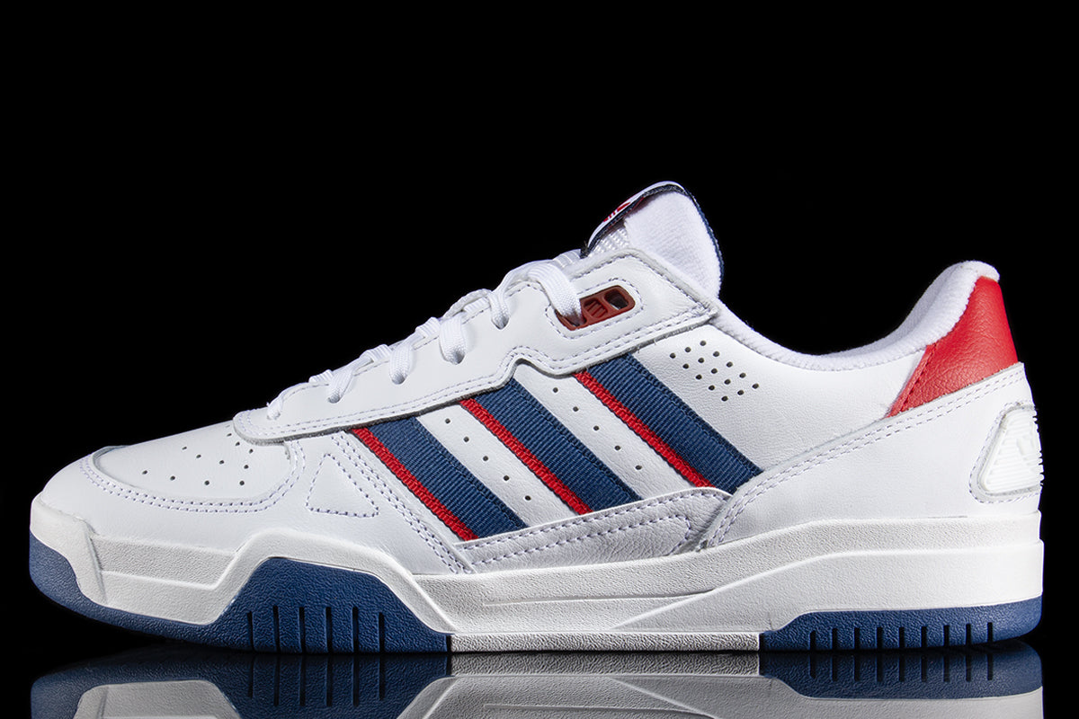 Adidas - Tekkira Cup
Style # HQ4814
Color : Footwear White / Dusky Petrol / Better Scarlet
Materials : Leather Upper - Rubber Outsole
Sizing : US Men's
Cupsole construction