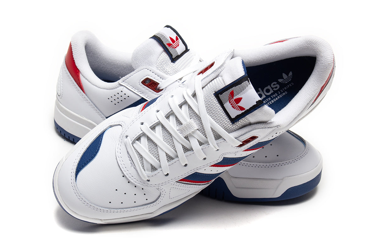 Adidas - Tekkira Cup
Style # HQ4814
Color : Footwear White / Dusky Petrol / Better Scarlet
Materials : Leather Upper - Rubber Outsole
Sizing : US Men's
Cupsole construction