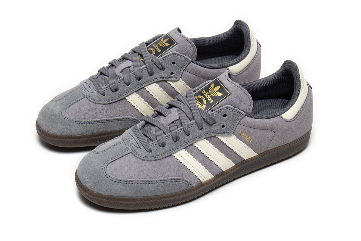 Adidas - Samba ADV
Style # HQ7541
Color : Grey / White
Materials : Suede Upper - Rubber Outsole
Sizing : US Men's
Cupsole construction