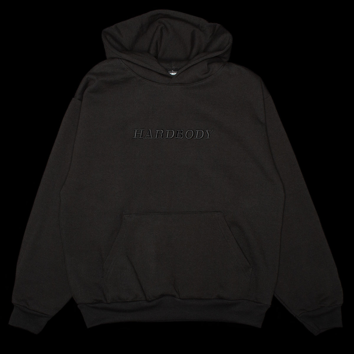 Hardbody - OG Logo Hoodie
Color : Black / Black
Materials : 100% Cotton
Ribbed cuffs and hem
Kangaroo pocket
No drawstring hood
Embroidered logo
Relaxed fit