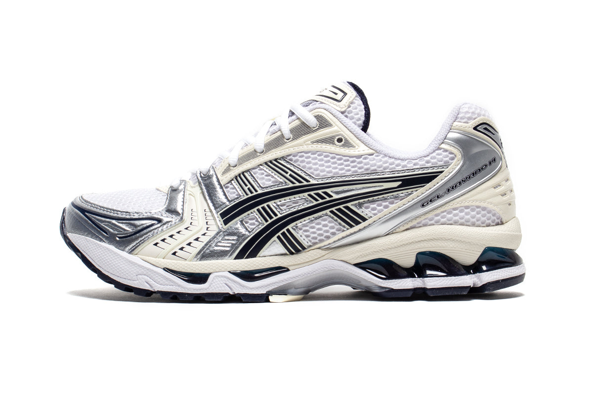 Asics | Women's Gel-Kayano 14
Style # 1202A056.109
Color : White / Midnight