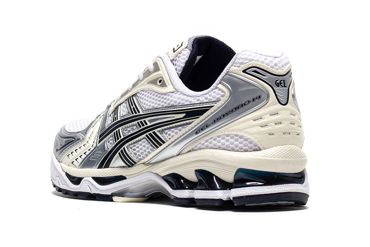 Asics | Women's Gel-Kayano 14
Style # 1202A056.109
Color : White / Midnight