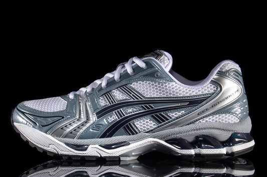 Asics | Gel-Kayano 14
Style # 1203A537.106
Color : White / Fjord Grey