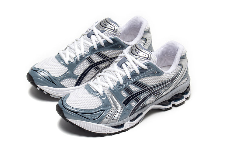 Asics | Gel-Kayano 14
Style # 1203A537.106
Color : White / Fjord Grey