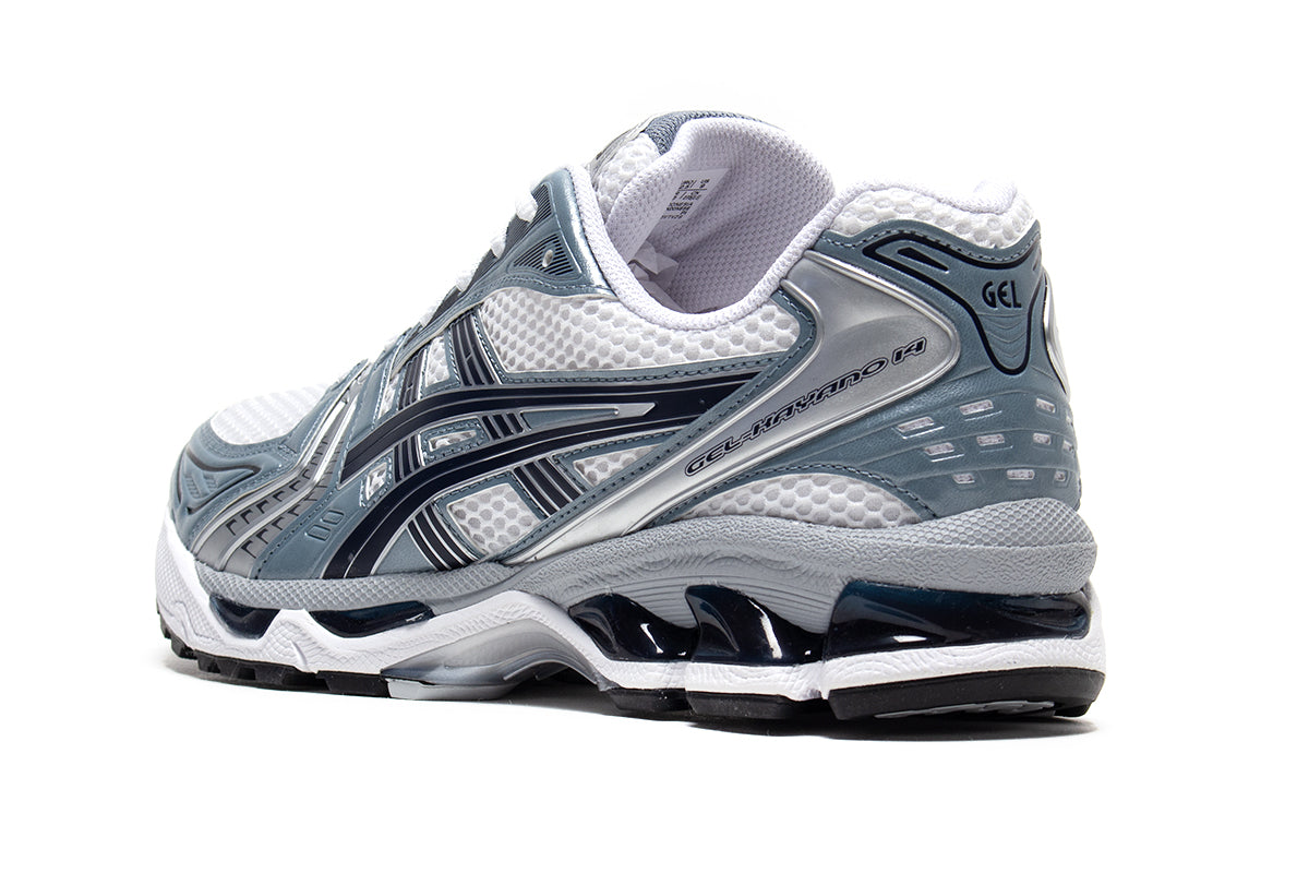 Asics | Gel-Kayano 14
Style # 1203A537.106
Color : White / Fjord Grey