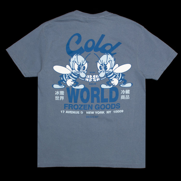 Cold World Frozen Goods | Bee Team T-Shirt Color : Blue Jean