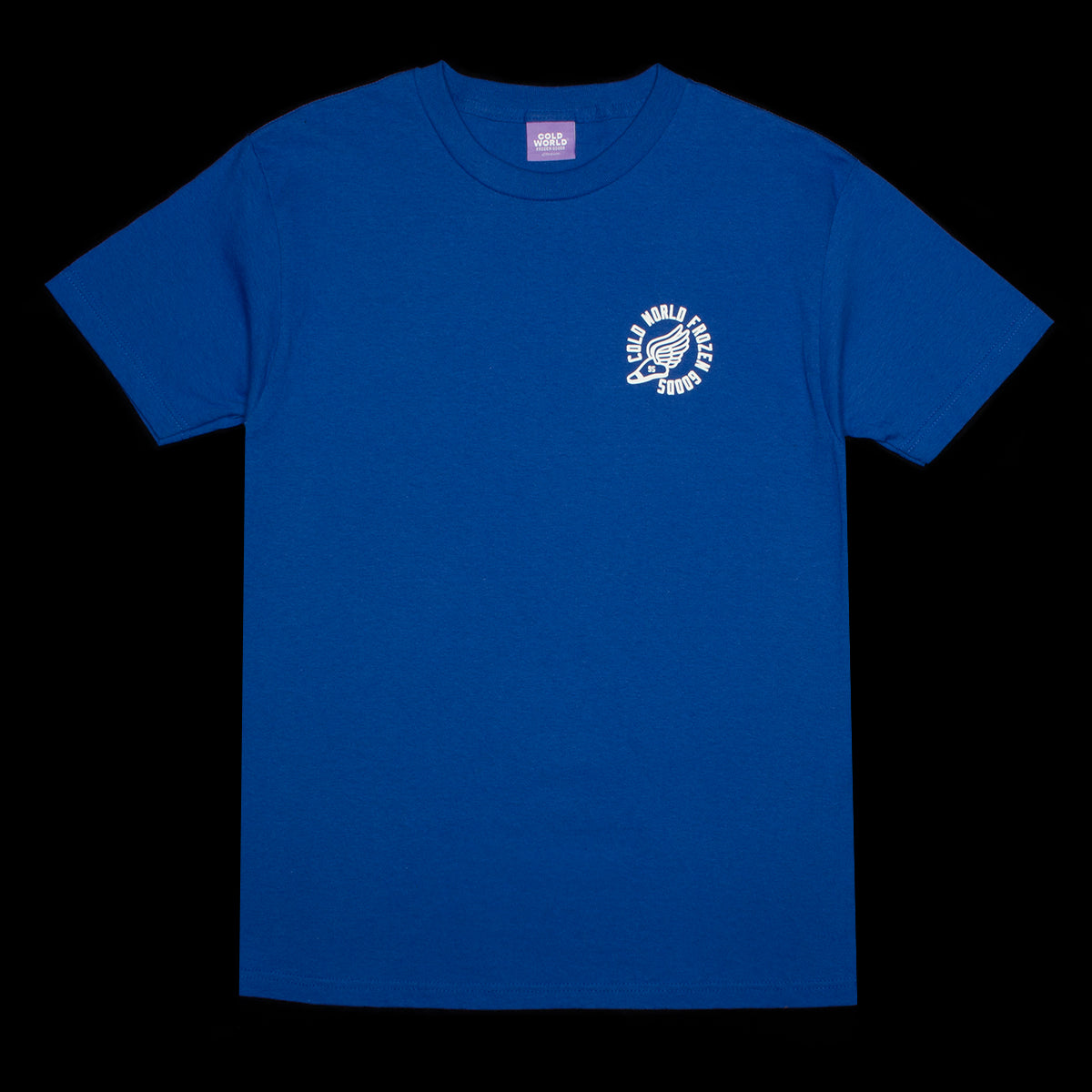 Cold World Frozen Goods | Never Run T-Shirt Color : Royal Blue