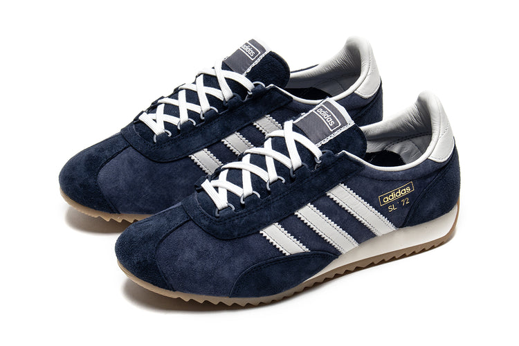 Adidas - SL 72 PT
Style # KJ1064
Color : Shadow Navy / Crystal White
Materials : Suede Upper - Rubber Outsole
Sizing : US Men's