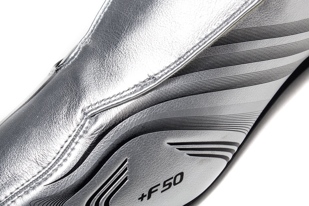 Adidas - Women's Taekwondo F50
Style # IH1873
Color : Silver Metallic / Core Black
Materials : Leather Upper - Rubber Outsole
Sizing : US Women's