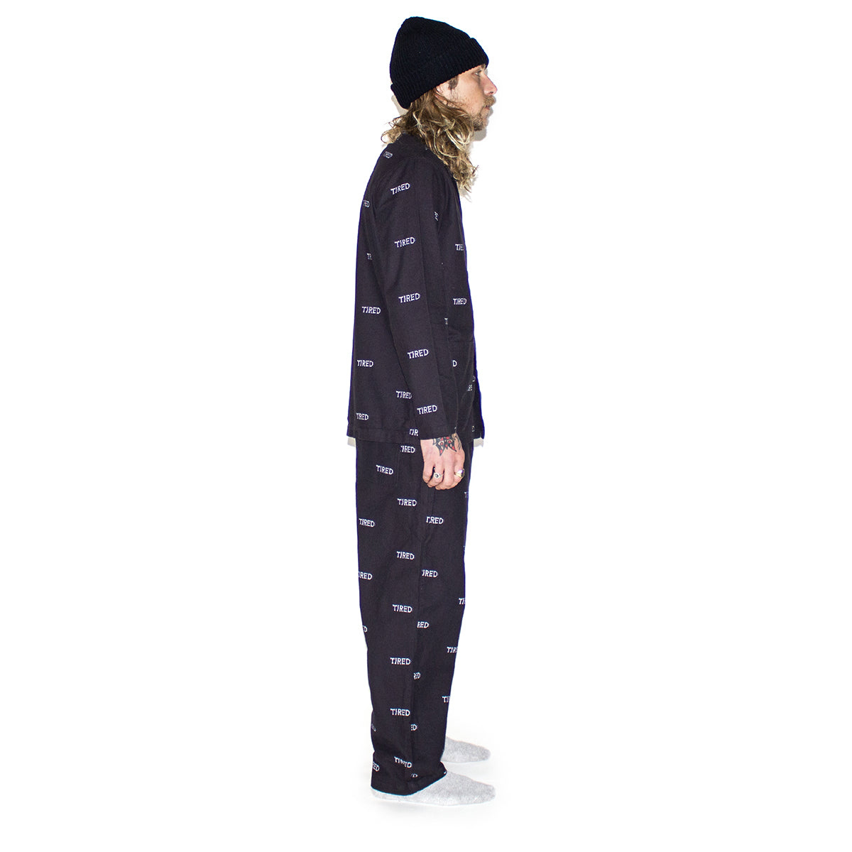 Tired | Bones Pajama Set Color : Black