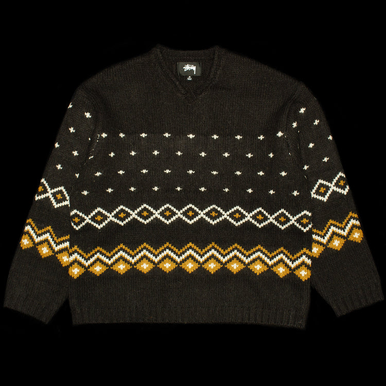 Stussy | Roll V-Neck Fairisle Sweater
Style # 117251
Color : Charcoal