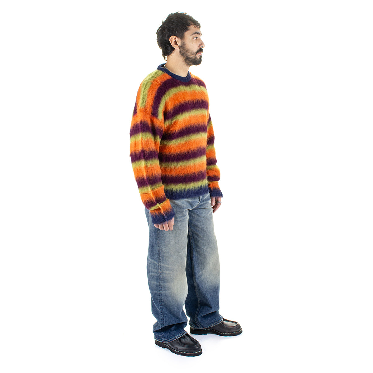 Brain Dead - Blurry Lines Alpaca Crewneck Sweater
Color : Orange / Multi