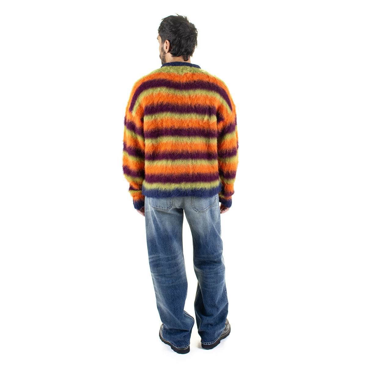 Brain Dead - Blurry Lines Alpaca Crewneck Sweater
Color : Orange / Multi