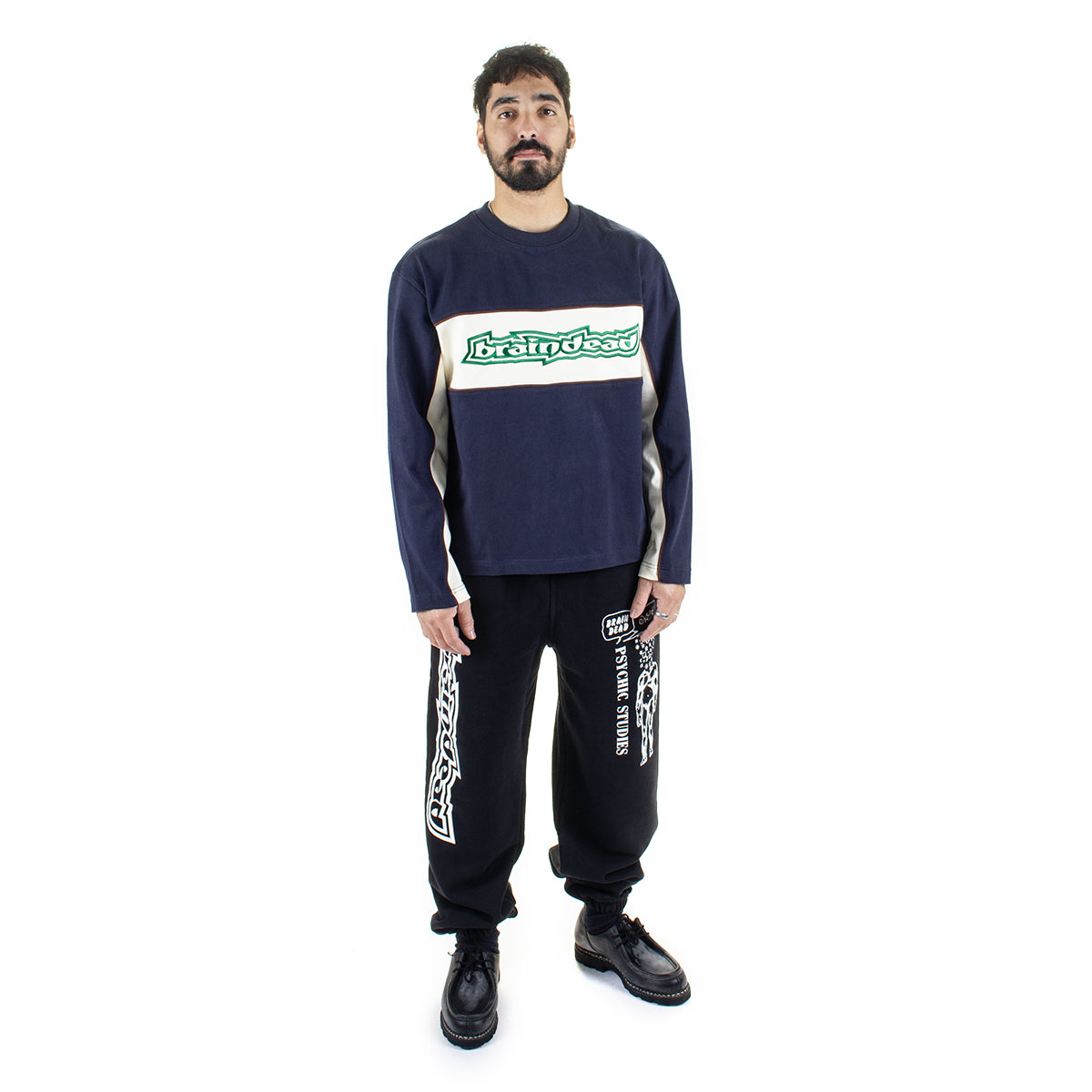 Brain Dead - Heavyweight Paneled L/S Shirt
Color : Navy