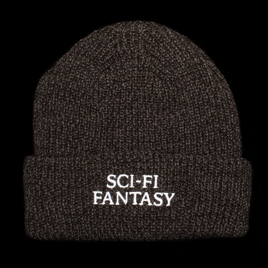 Sci-Fi Fantasy | Mixed Yarn Logo Beanie Color : Black / Grey