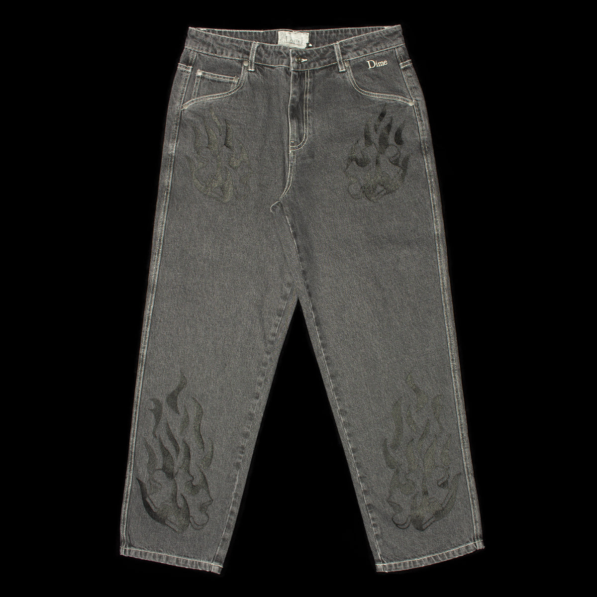Dime | Flamepuzz Relaxed Denim Pants Color : Black Washed