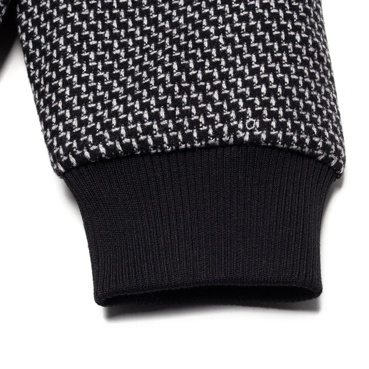 Metalwood - Mechanic Jacket
Color : Black
Materials : 100% Melton Wool - Poly Fiil

2-way front zip closure
Side hand pockets
Metal charm on back neck
Ribbed cuffs