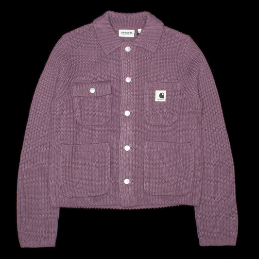 Carhartt WIP - Women's Michigan Sweater
Style # I035379-33I
Color : Phlox
Materials : 75% Acrylic / 15% Wool / 10% Nylon
Front button closure with branded buttons
Four pockets - one with flap and button closure
3 guage