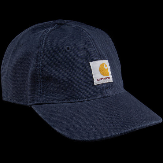 Carhartt WIP - Selby Canvas Cap
Style # I035414-J0
Color : Deep Night
Materials : 100% Cotton Canvas - 10.7 oz
Head circumference : 21.7" - 24.4"
Adjustable velcro® strapback
6 panel construction
Firm, curved peak
Lined at front panel
Unstructured