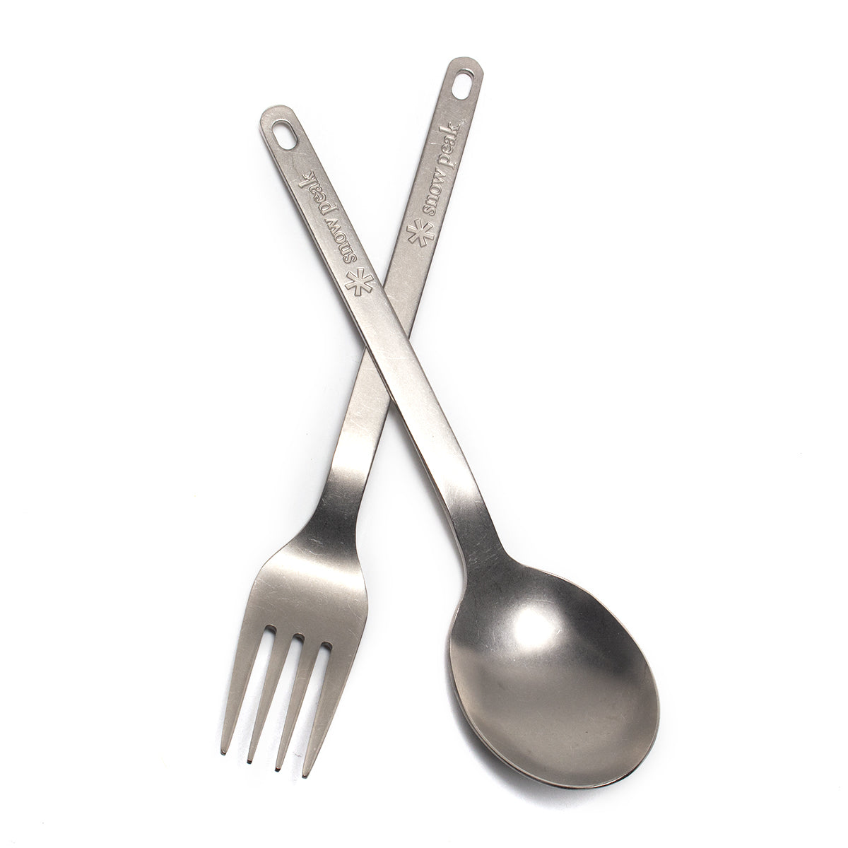 Snow Peak | Titanium Fork &amp; Spoon Set
Style # SCT-002
Color : Silver