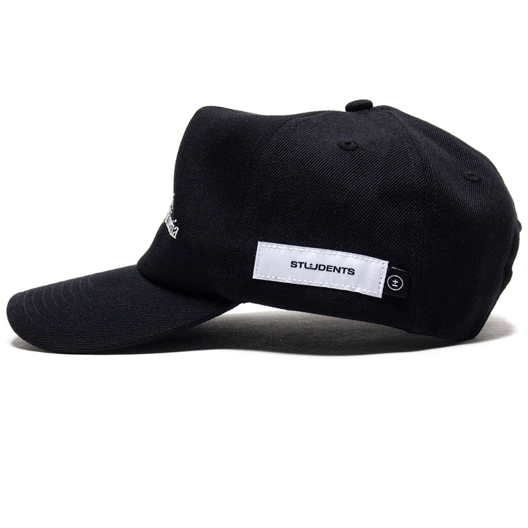 Students - Velocity &amp; Inertia Snapback Hat
Color : Black
Materials : Acrylic / Wool Blend
Satin lining
5-panel construction
Semi unstructured
Mid profile crown height
Screen-printed graphics
Snapback closure