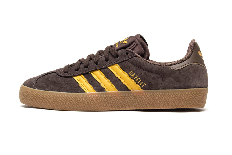 Adidas | Gazelle ADV
Style # JP5857
Color : Dark Brown / Preloved Yellow / Earth Strata