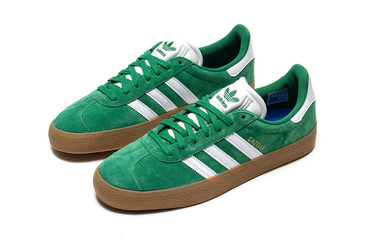 Adidas | Gazelle ADV
Style # JH5247
Color : Green / Cloud White / Gold Metallic