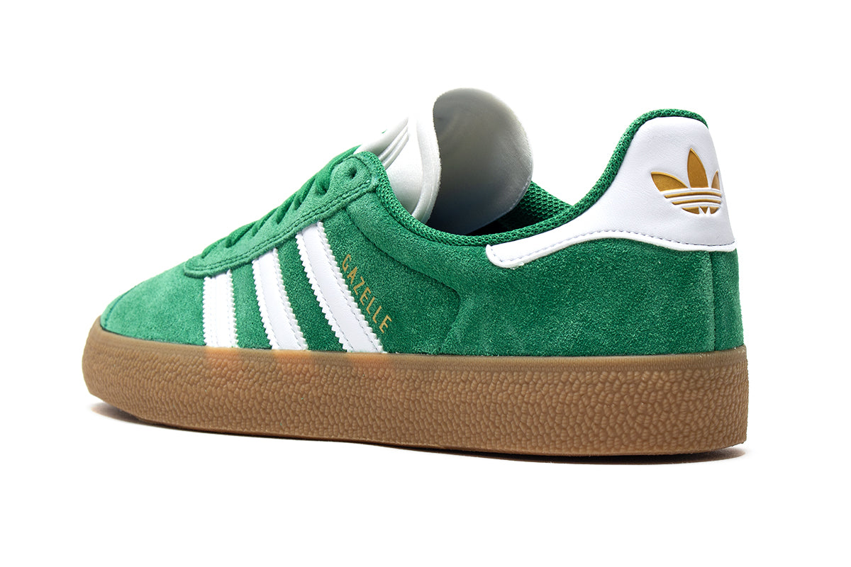 Adidas | Gazelle ADV
Style # JH5247
Color : Green / Cloud White / Gold Metallic