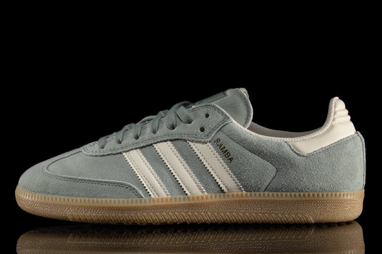 Adidas | Samba ADV
Style # JP5859
Color : Silver Green / Wonder White / Gold Metallic