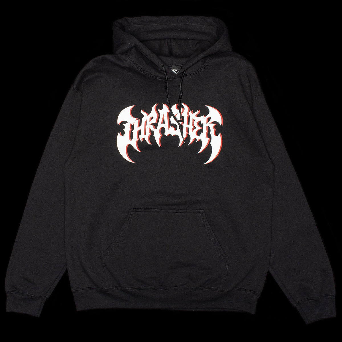 Thrasher - Heavy Metal Hoodie
Color : Black
Materials : 50% Cotton / 50% Polyester
Drawstring hood
Kangaroo pocket
Standard fit