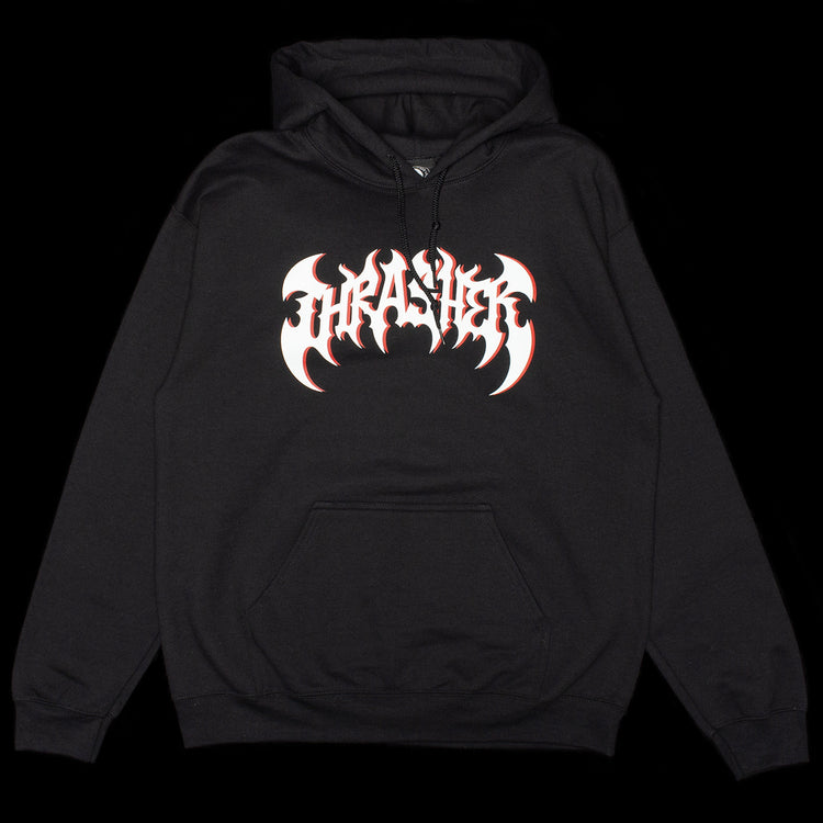 Thrasher - Heavy Metal Hoodie
Color : Black
Materials : 50% Cotton / 50% Polyester
Drawstring hood
Kangaroo pocket
Standard fit