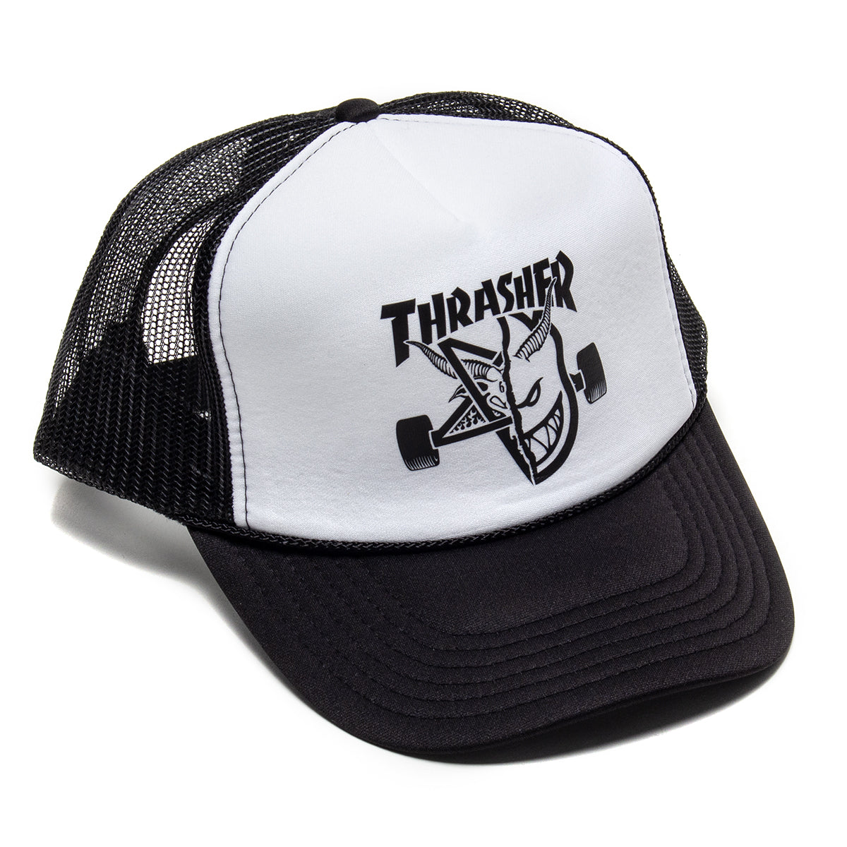 Thrasher - Thrash &amp; Burn Trucker Hat
Color : Black / White
Materials : 100% Acrylic