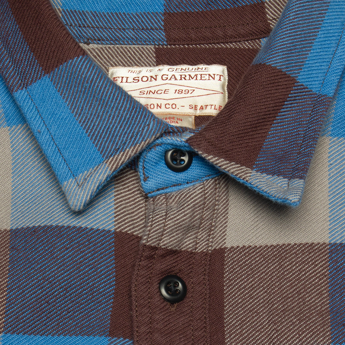 Filson | Vintage Flannel Work Shirt Style # 11010689 Color : Blue / Maroon / Gray Check