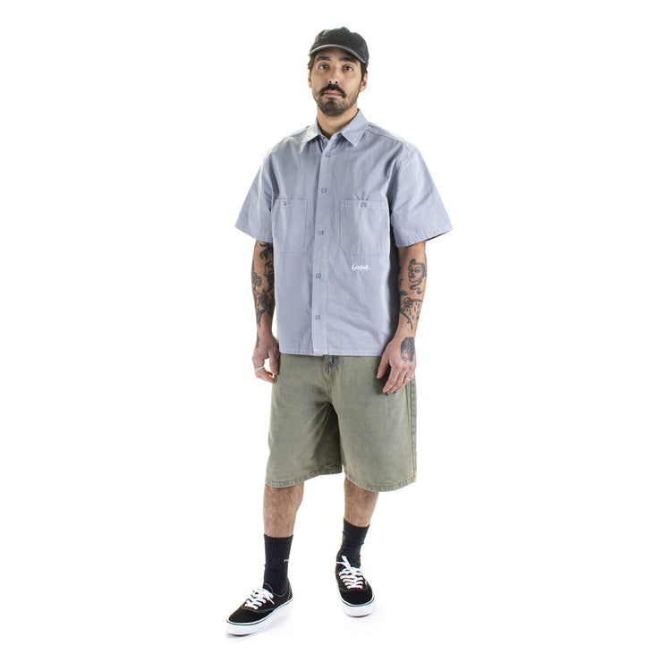 Butter Goods - Contrast Stitch S/S Shirt
Color : Blue Grey
