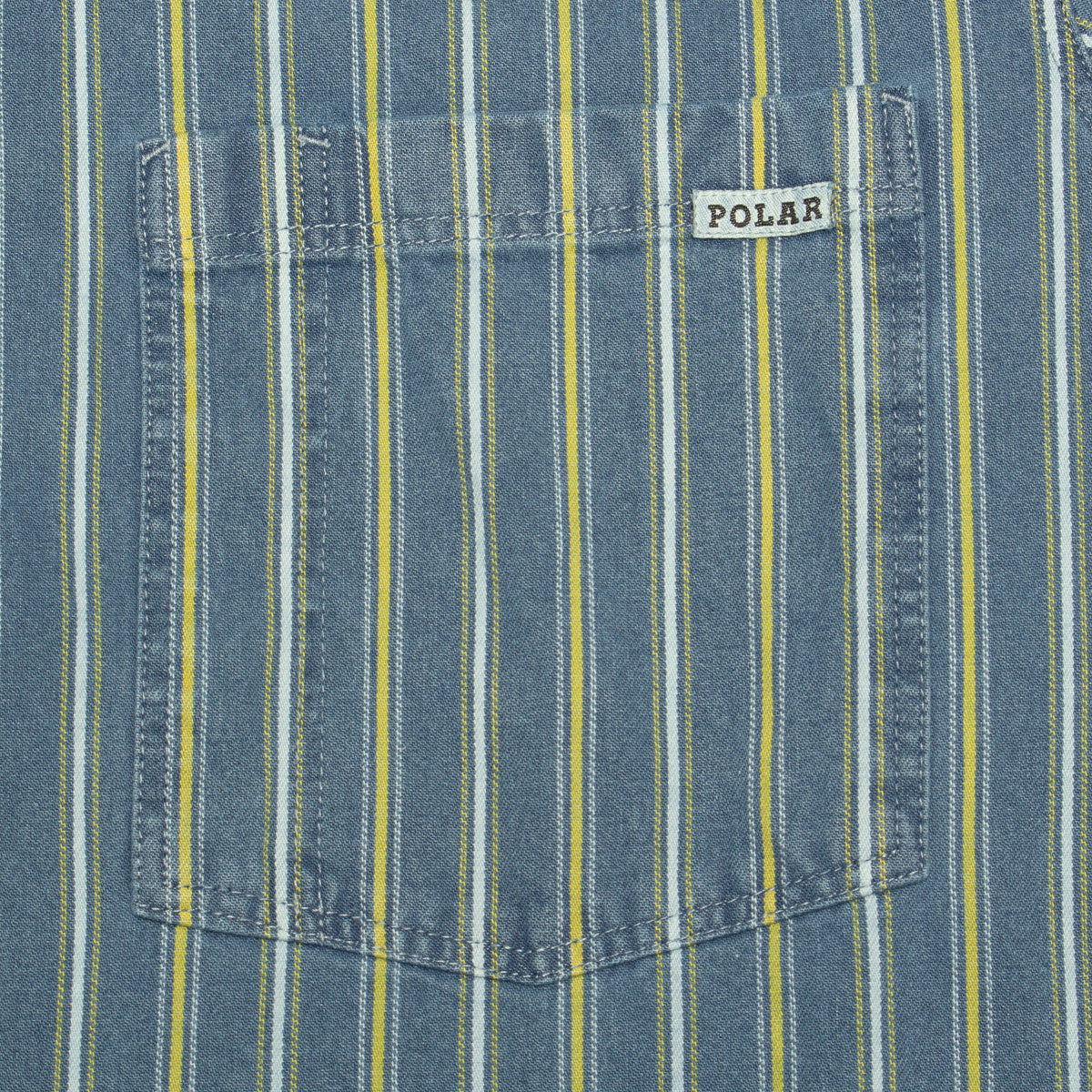 Polar Skate Co. | Mike L/S Denim Shirt
Color : Blue / Yellow