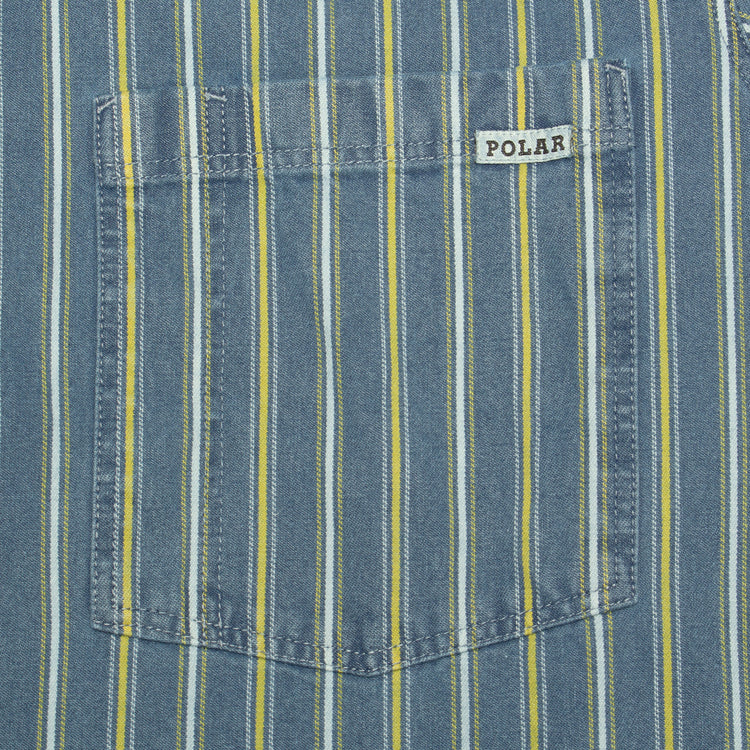 Polar Skate Co. | Mike L/S Denim Shirt
Color : Blue / Yellow