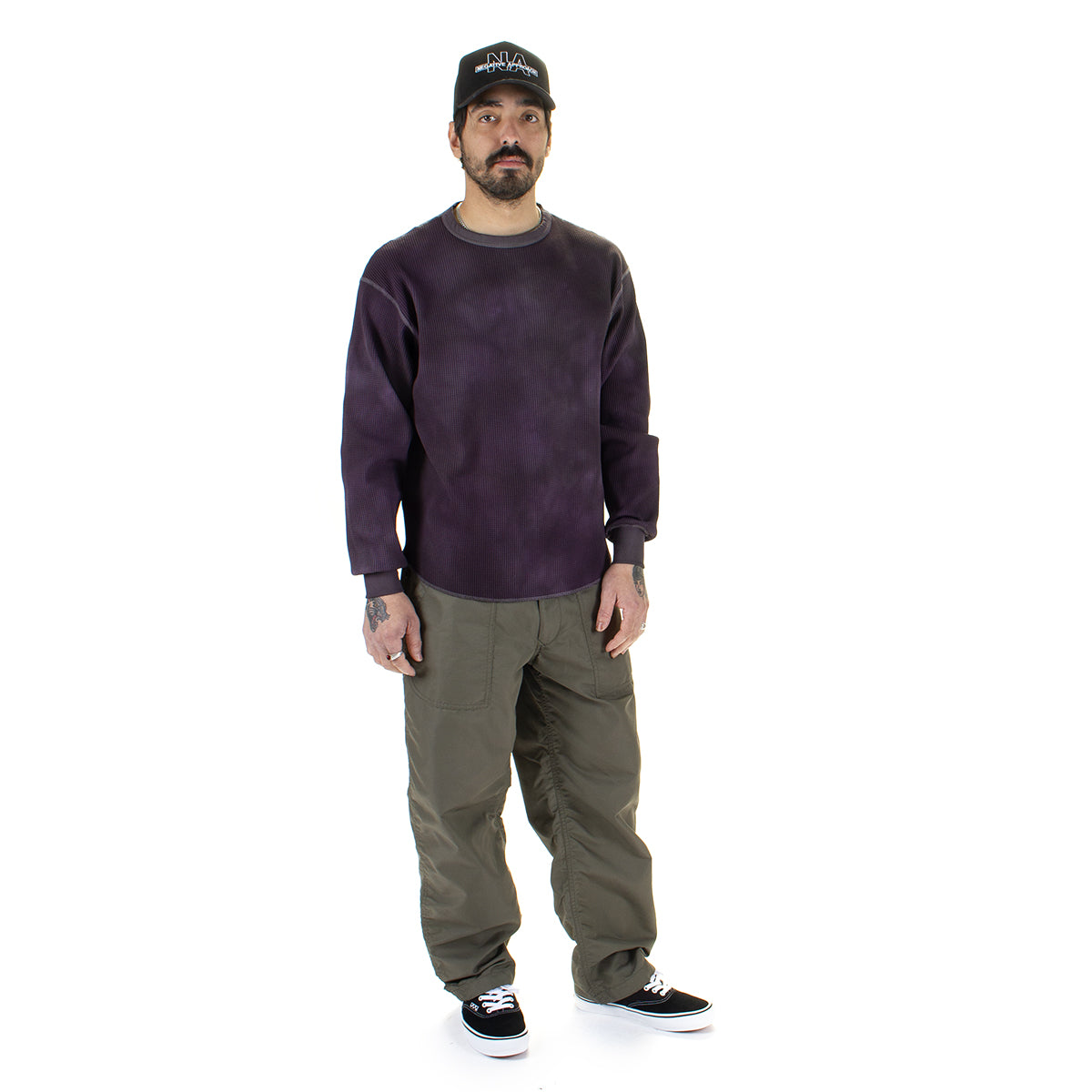 Pilgrim Surf Supply - Connan Uneven Dyed Waffle Crewneck
Color : Purple