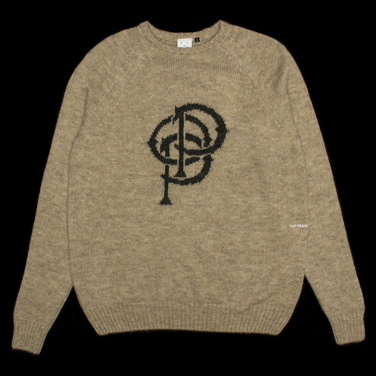 Pop Trading Company | Initials Knitted Crewneck Color : Sesame