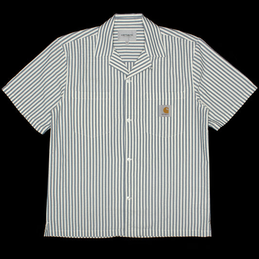 Carhartt WIP - Leavel Shirt
Style # I036203-3K5
Color : Leavel Stripe / Blue River / Wax