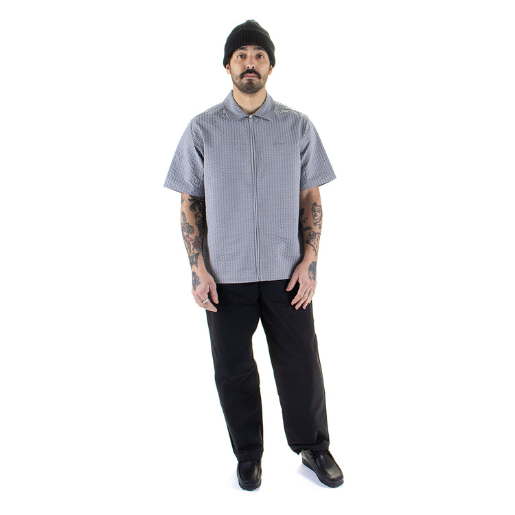 Grand Collection - Seersucker S/S Zip-Up Shirt
Color : Grey