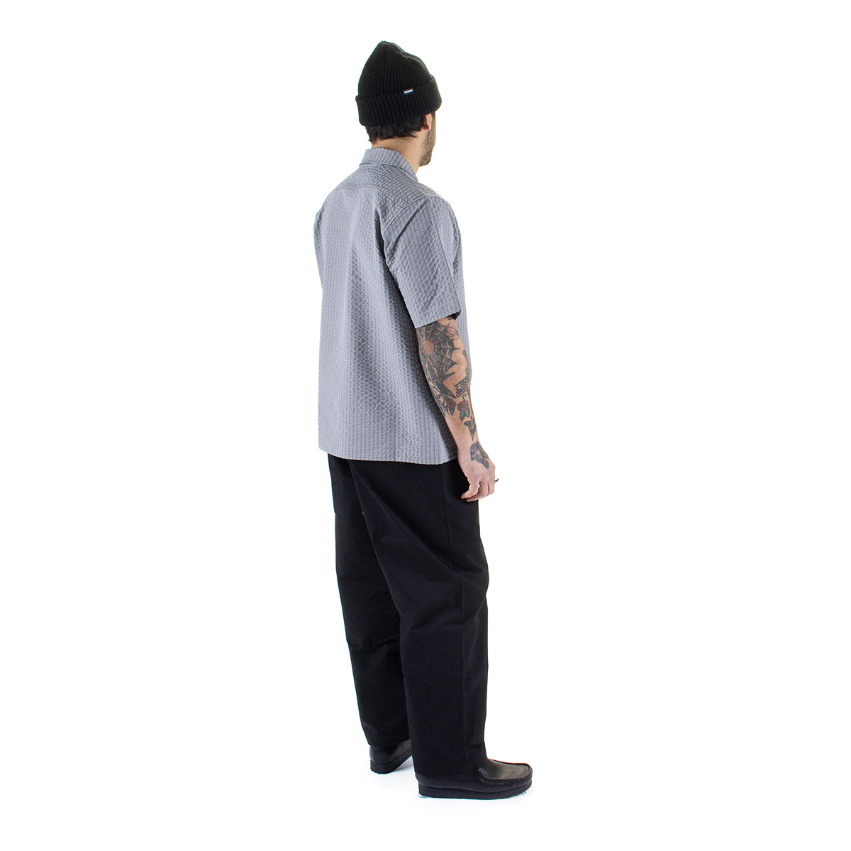 Grand Collection - Seersucker S/S Zip-Up Shirt
Color : Grey