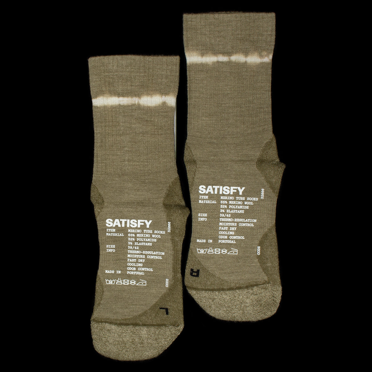 Satisfy - Merino Nylon Tube Sock
Color : Tie Dye Covert Green