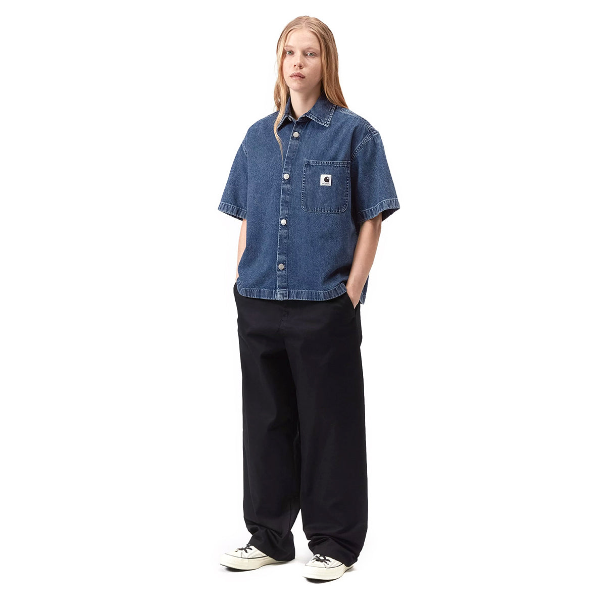 Carhartt WIP - Women's Lovilia Shirt
Style # I034558_01_06
Color : Blue Stone Washed