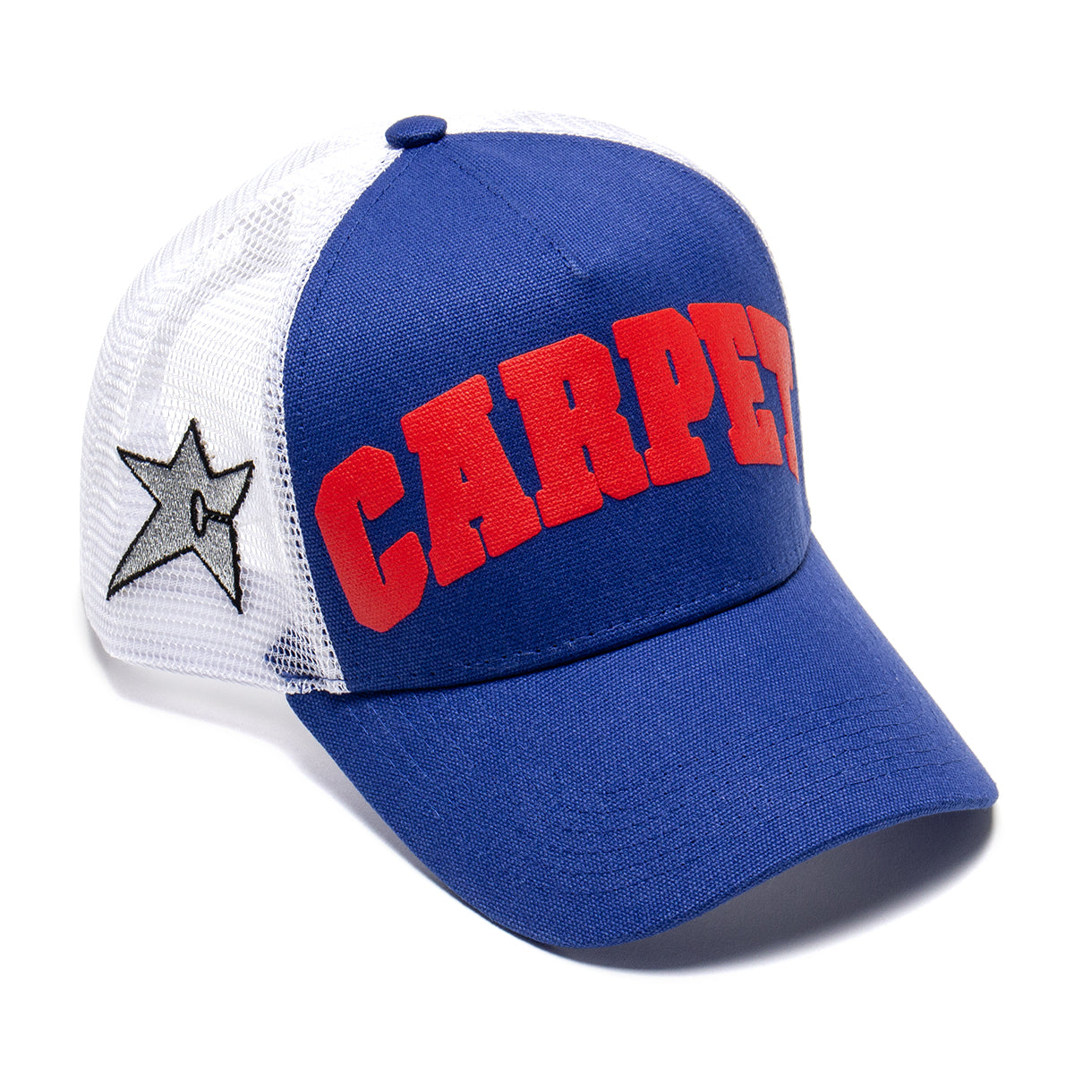 Carpet Company -&nbsp;Varsity Trucker Hat
Color : Blue