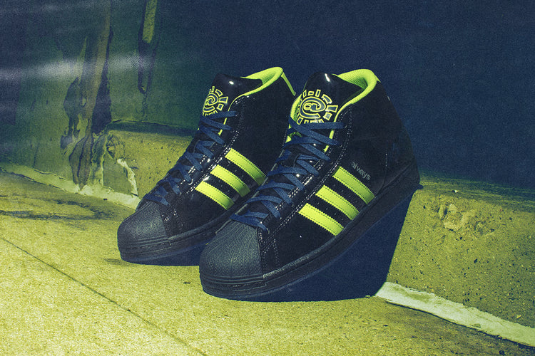 Adidas - Pro Model x Always
Style # JP7637
Color : Core Black / Semi Solar Slime / Collegiate Navy