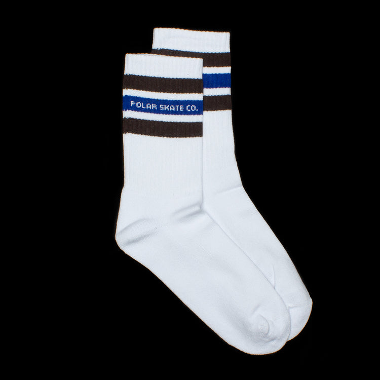 Polar | Fat Stripe Socks Color : White / Brown / Blue