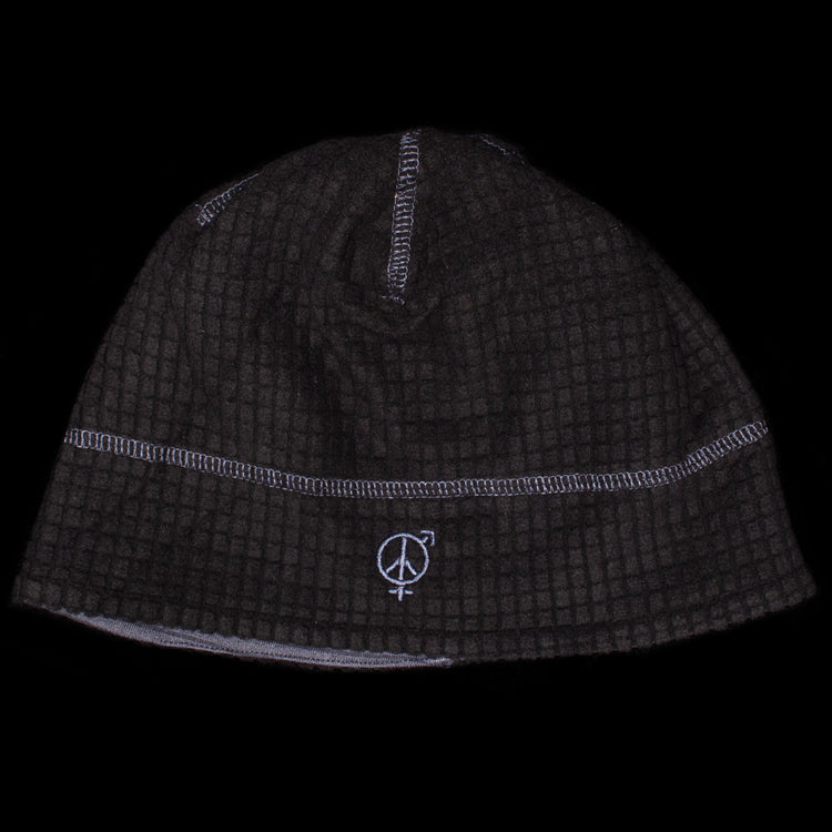 Sex Hippies - Reversible Grid Fleece Beanie
Color : Black / Mid Grey