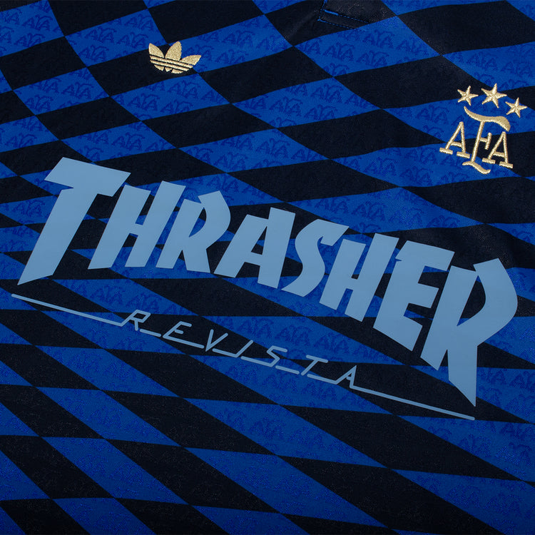 Adidas Skateboarding - Argentina x Thrasher Jersey
Style # KX4551
Color : Black / Blue