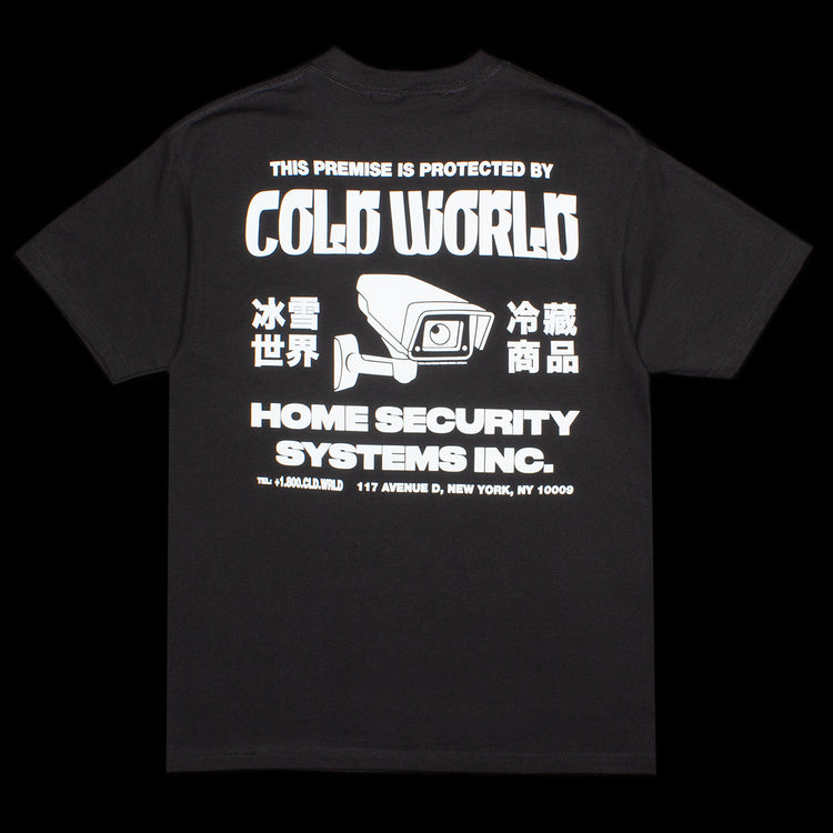 Cold World Frozen Goods | Home Security T-Shirt Style # SS23-T02-BLK Color : Black