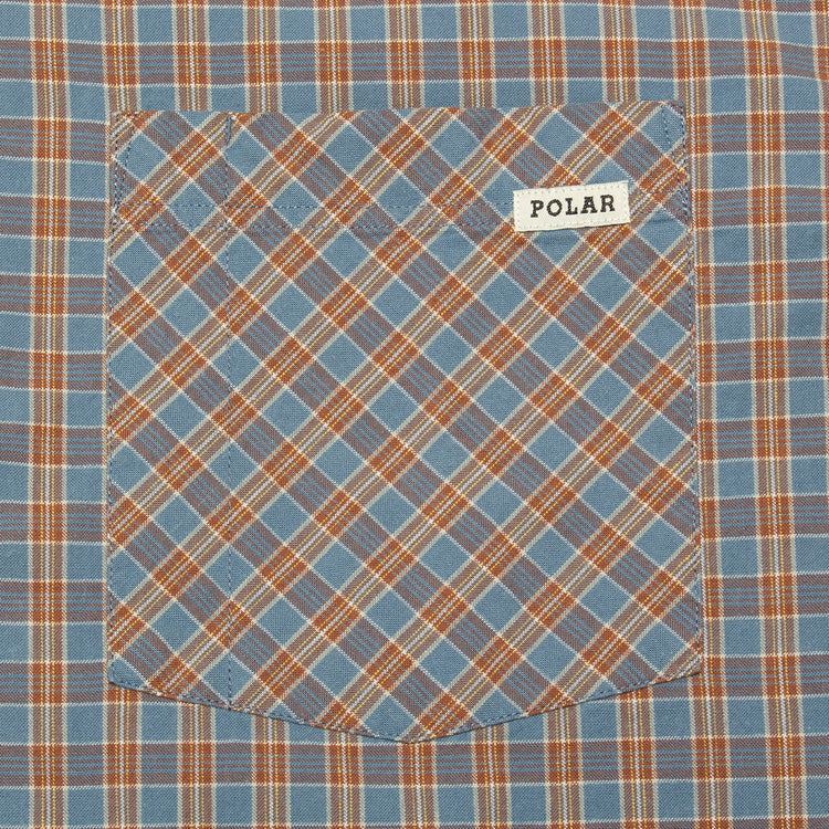 Polar Skate Co. | Mitchell L/S Shirt Color : Blue / Rust